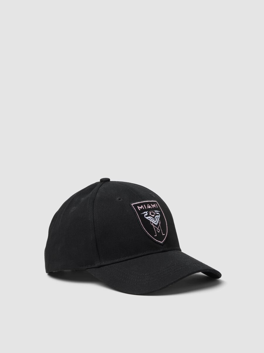 Cappellino nero in puro cotone con ricamo Inter Miami CF_0