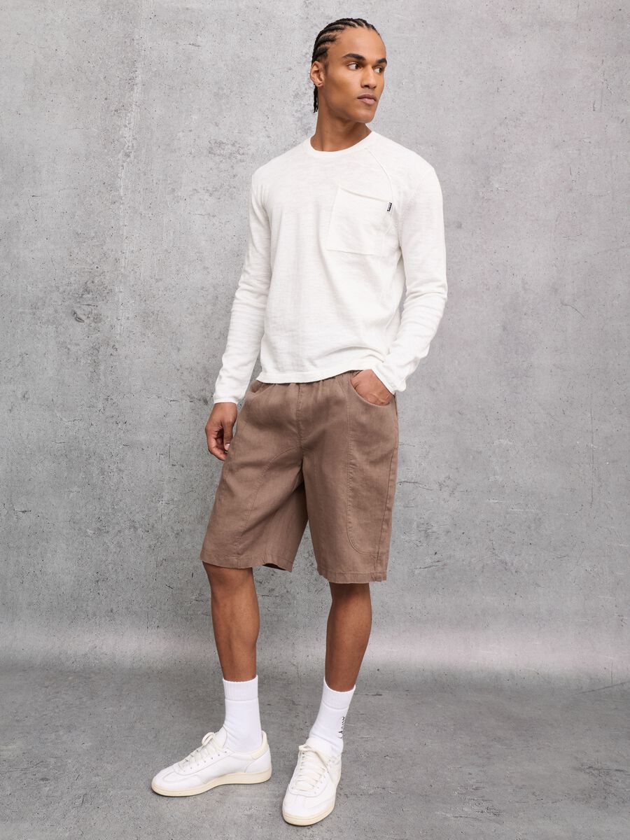 100% Linen Shorts in Mocha_6