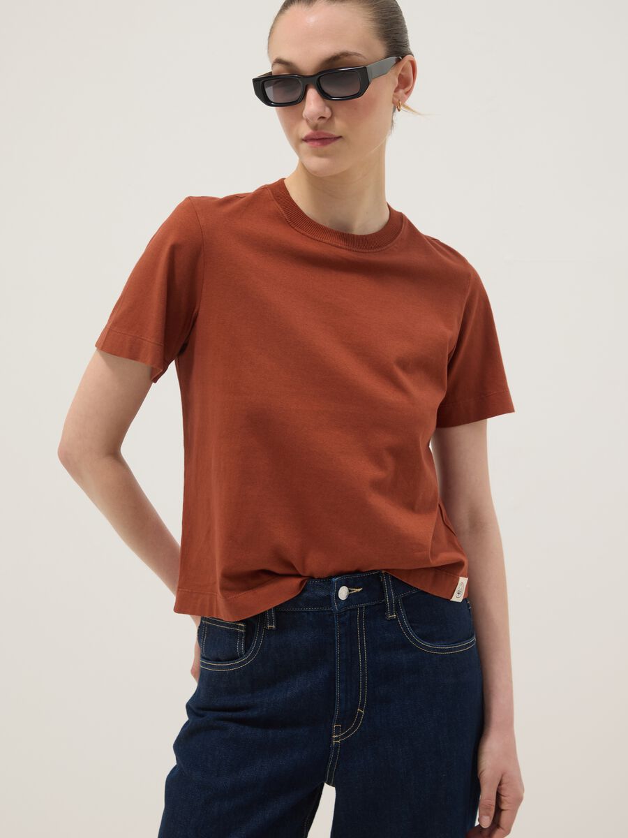 Red short-sleeved pure cotton T-shirt, regular fit_0