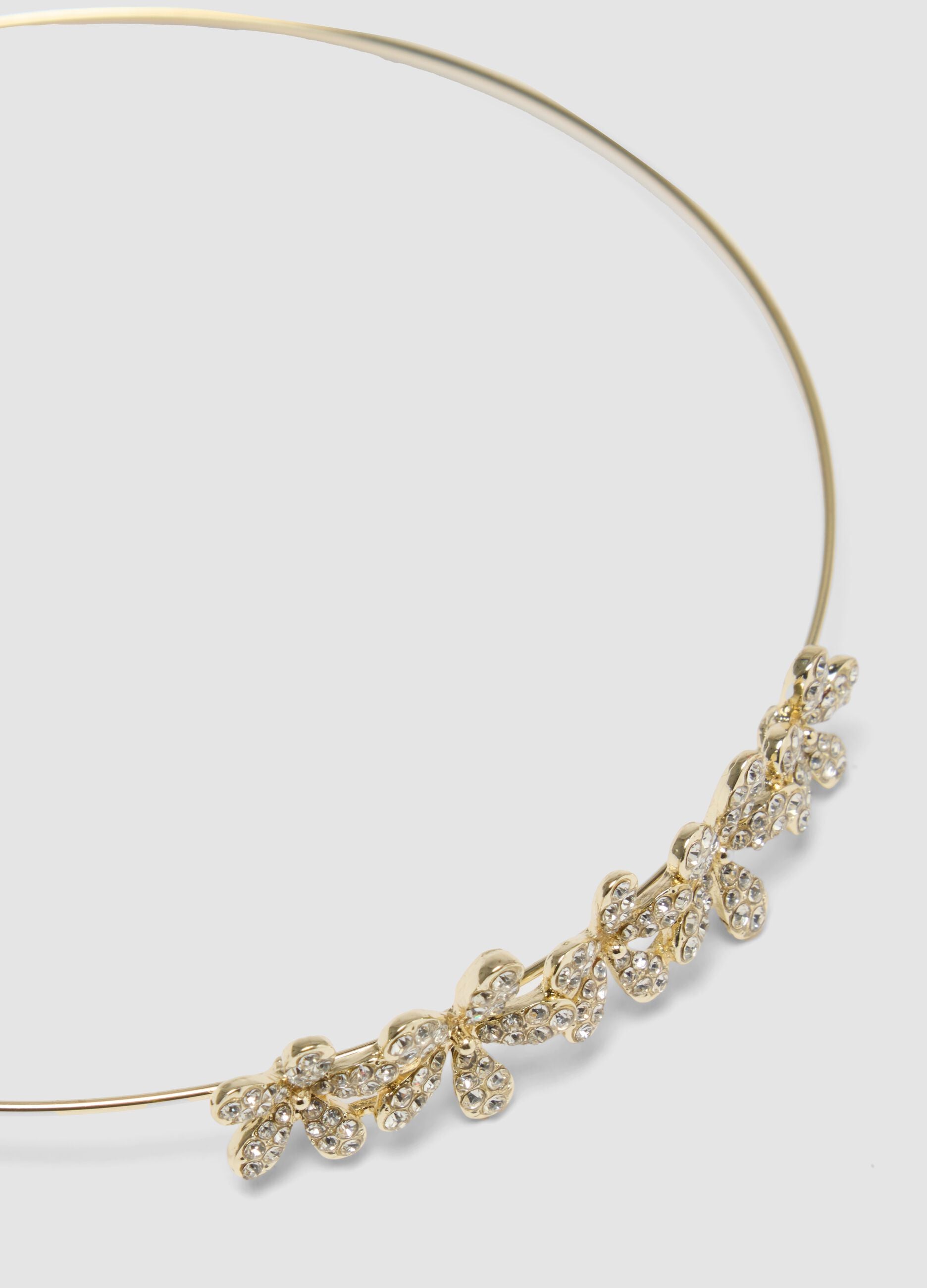 Golden girl's headband with floral decoration