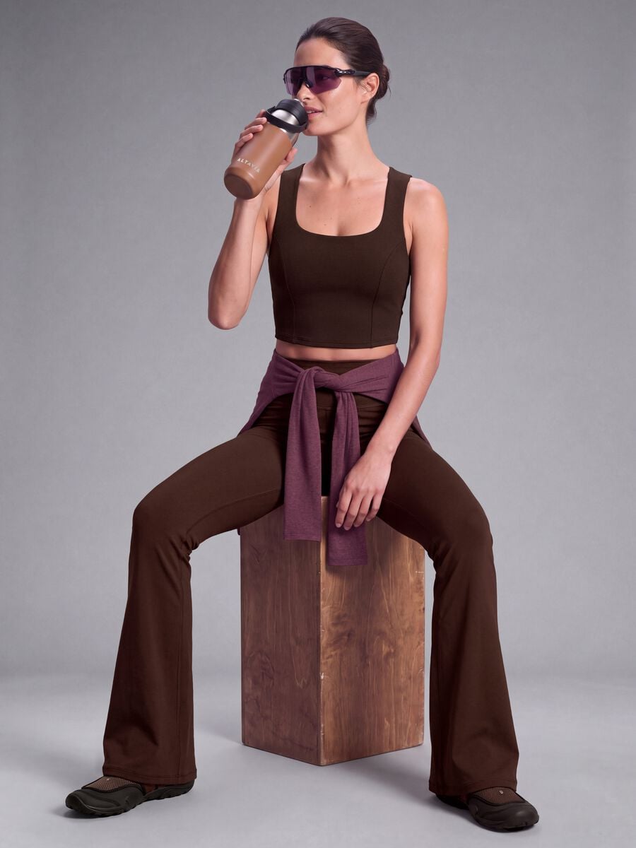 Top marrone crop in tessuto elasticizzato traspirante ALTAVIA STUDIO_3