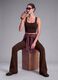 Brown cropped sports top in breathable stretch fabric ALTAVIA STUDIO_3