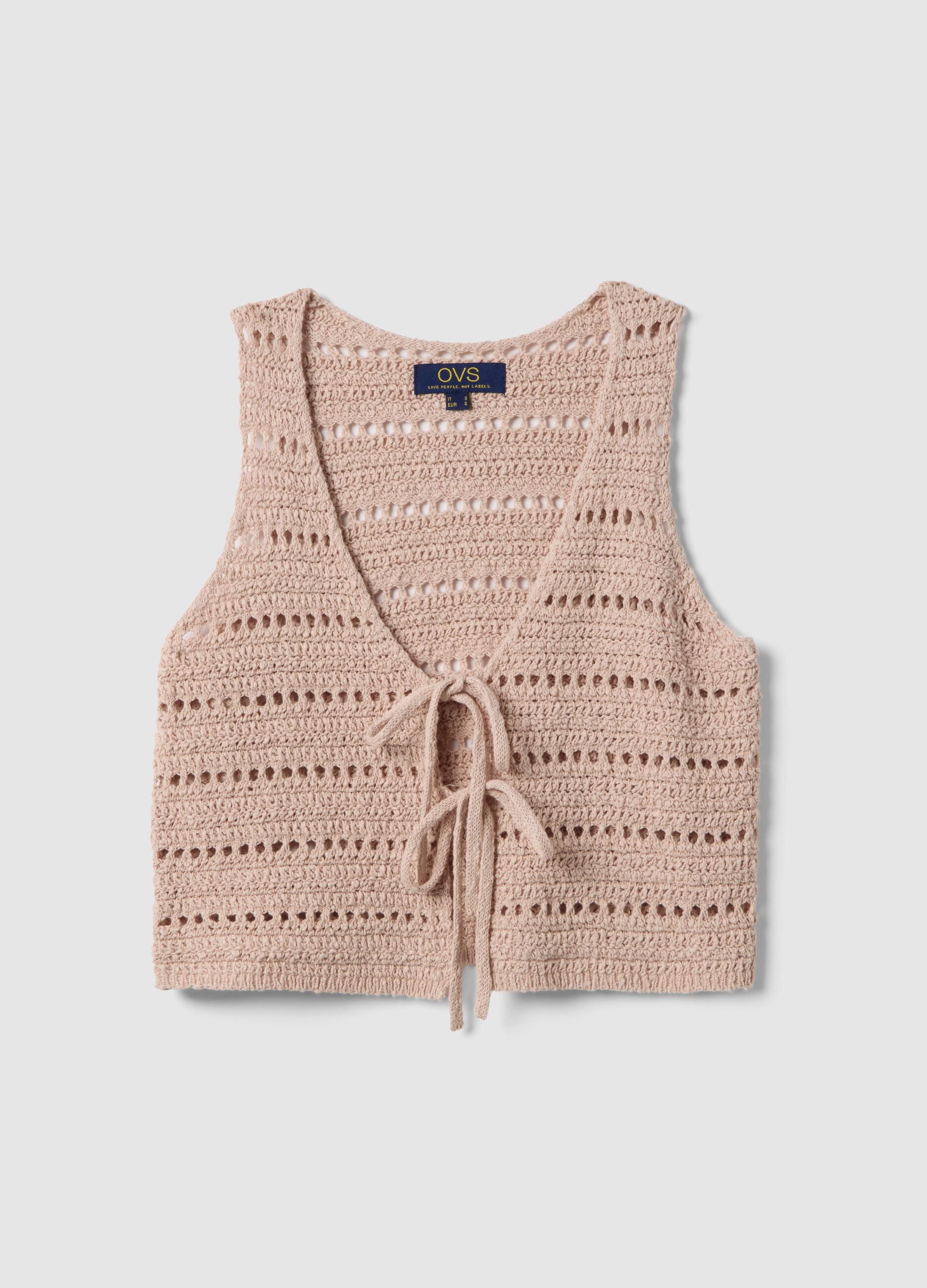 Pink pure cotton regular fit waistcoat with perforated design