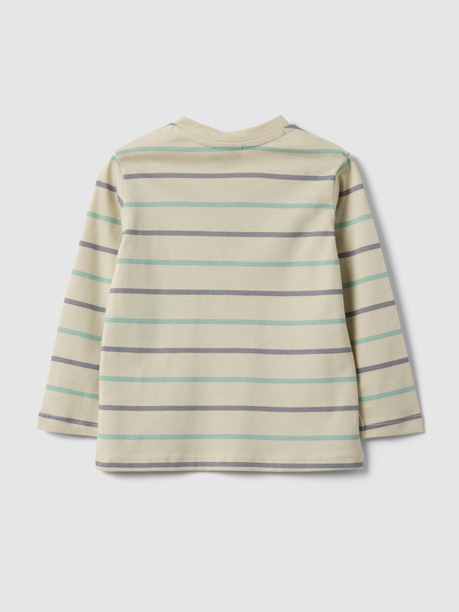 T-shirt a maniche lunghe in puro cotone con righe multicolor_1