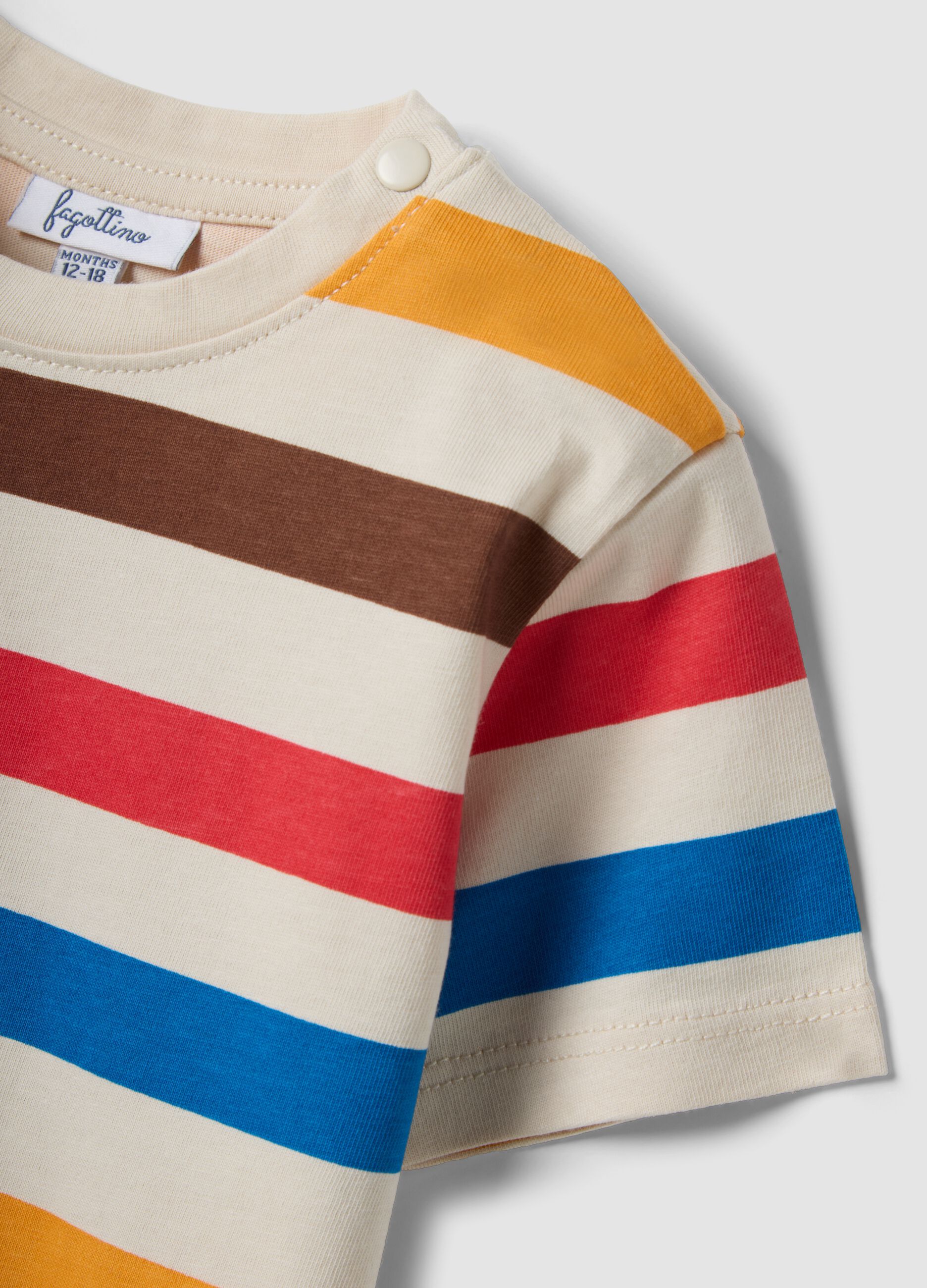 Beige striped organic cotton T-shirt