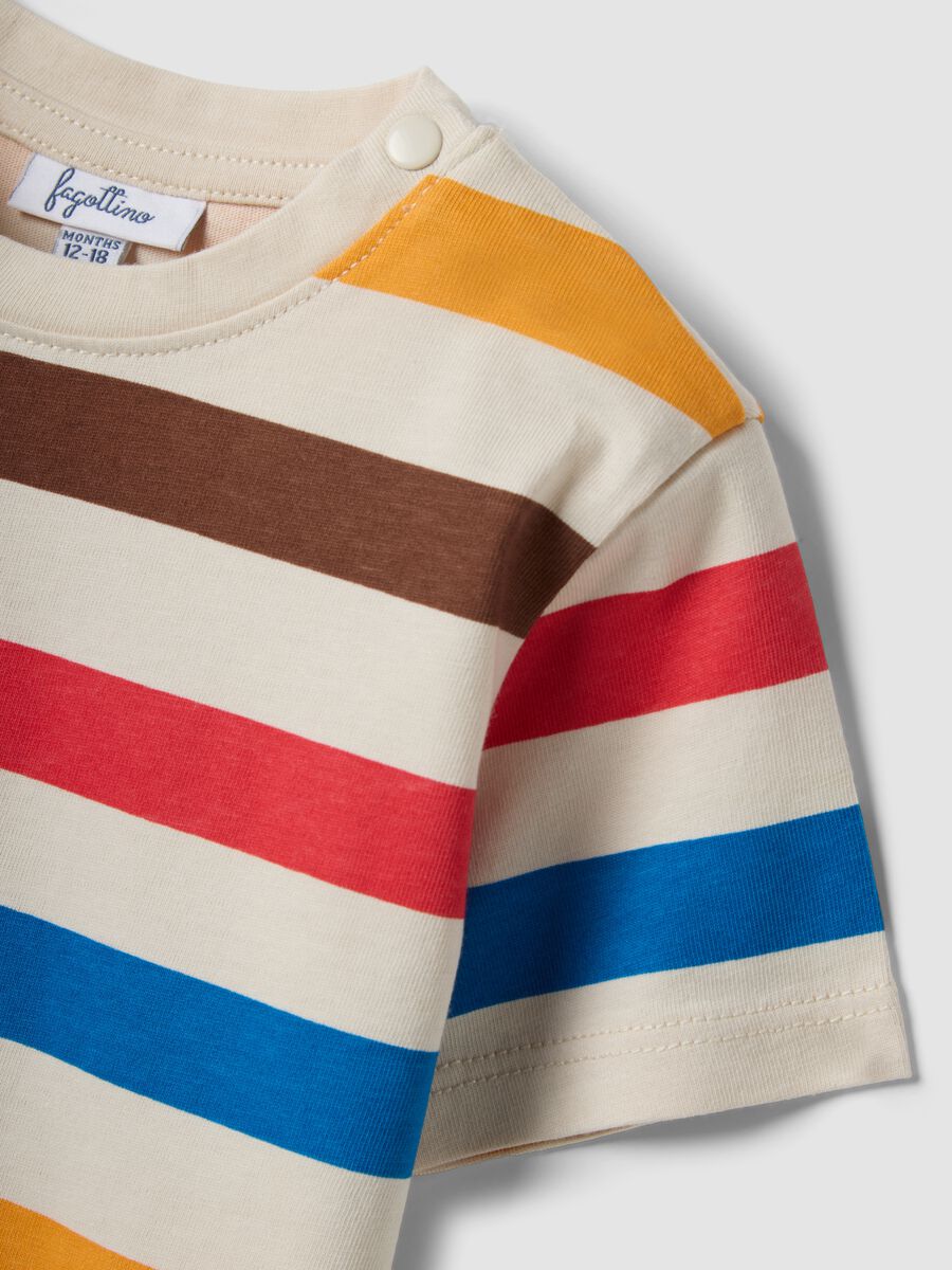 T-shirt beige a righe in puro cotone per bimbo regular fit_2