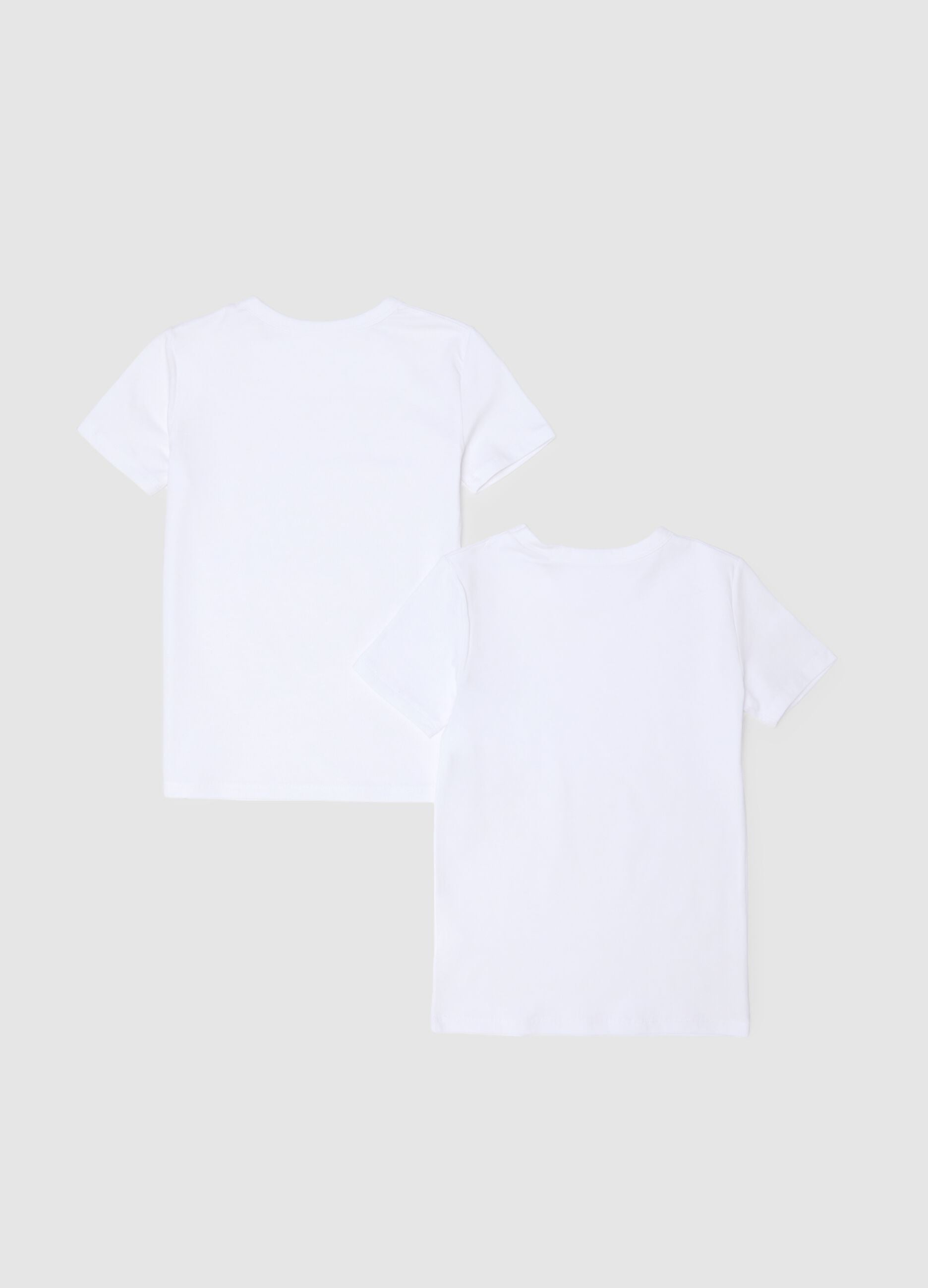 Two-pack white stretch cotton t-shirt for kids regular fit