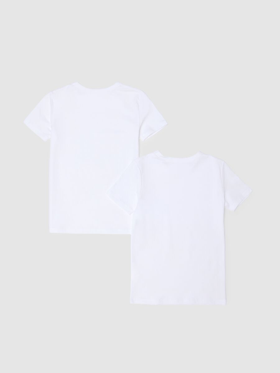 Two-pack white stretch cotton t-shirt for kids regular fit_1