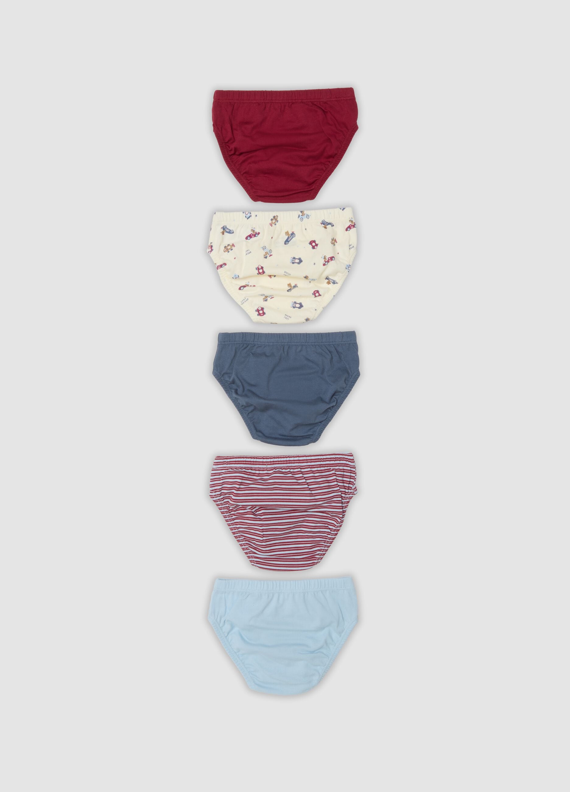 Pack of five multicolour organic cotton briefs for baby boys