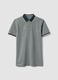 Grey pure cotton polo shirt with classic collar_4