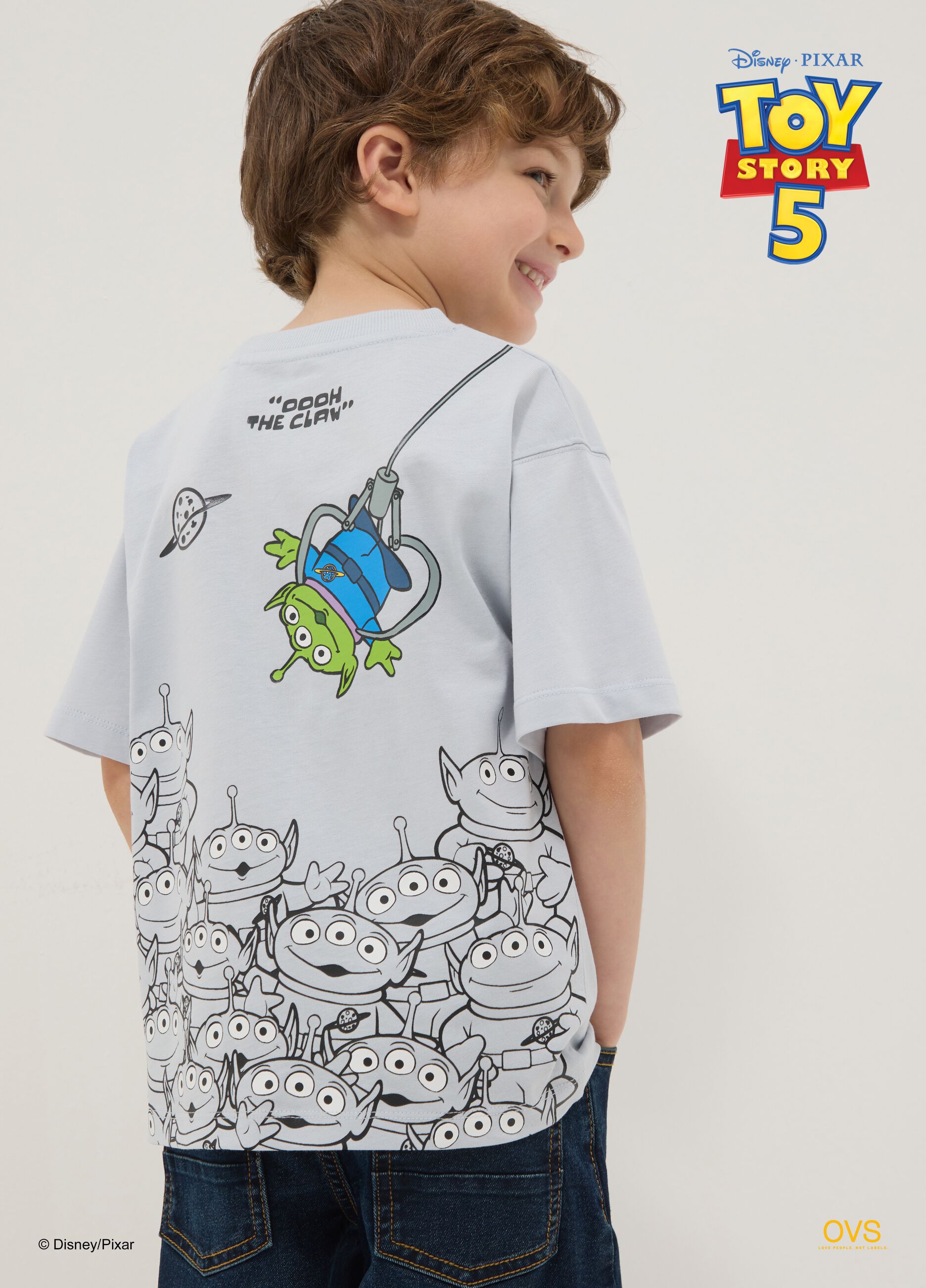 Grey pure cotton Toy Story graphic T-shirt for boys