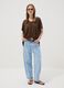 Brown modal-blend V-neck knit top_1