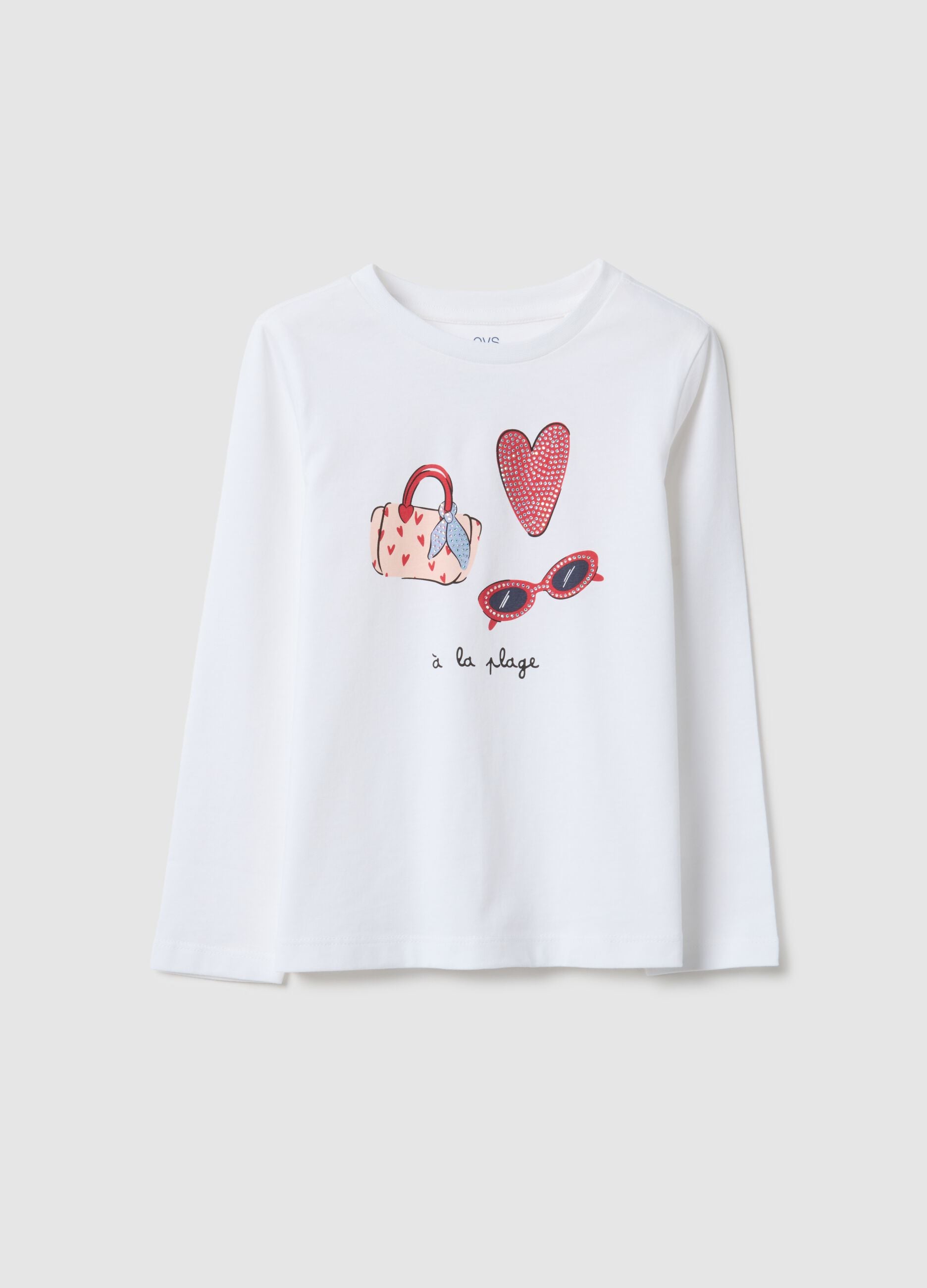 White pure cotton t-shirt for girls, regular fit