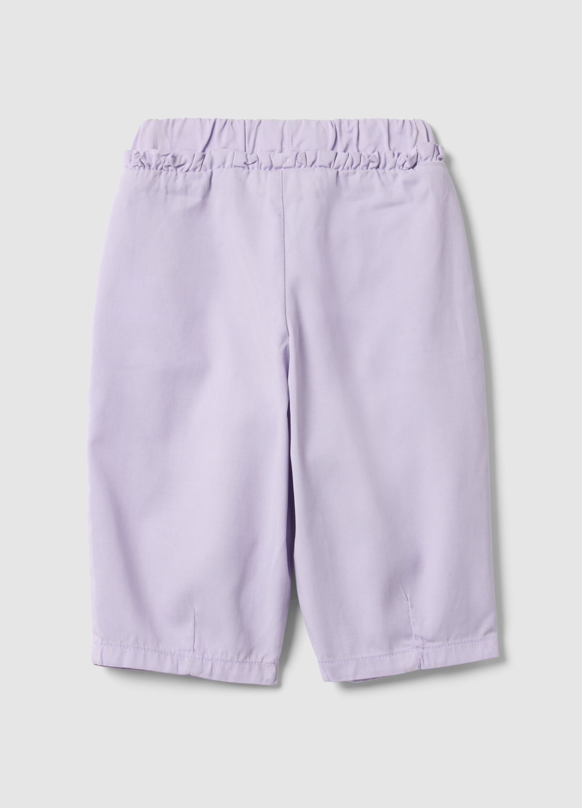 Purple lyocell and cotton baggy trousers for girls