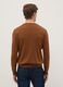 Brown crew neck pullover in regular fit cotton blend_2
