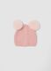 Pink ribbed wool-blend hat with two pom-poms_0