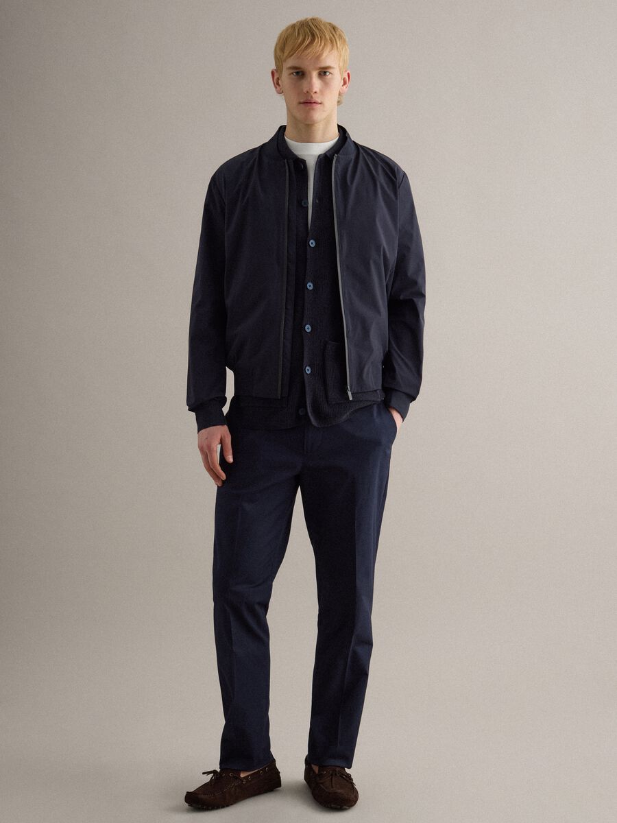 Blue regular fit bomber jacket with full zip_2