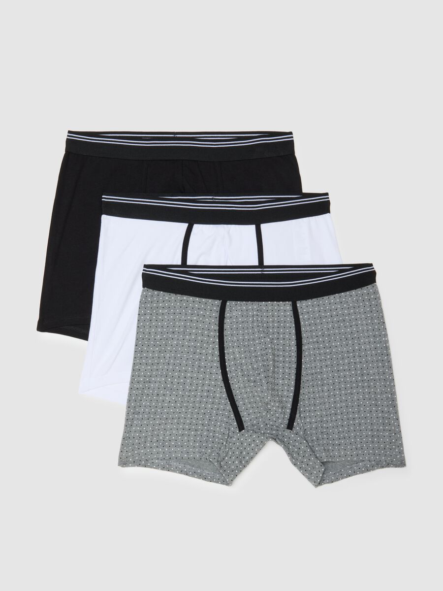 Tripack boxer midi multicolor a quadri in cotone organico elasticizzato regular fit_4