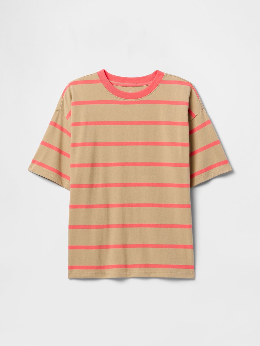 T-shirt regular fit in cotone a righe_0