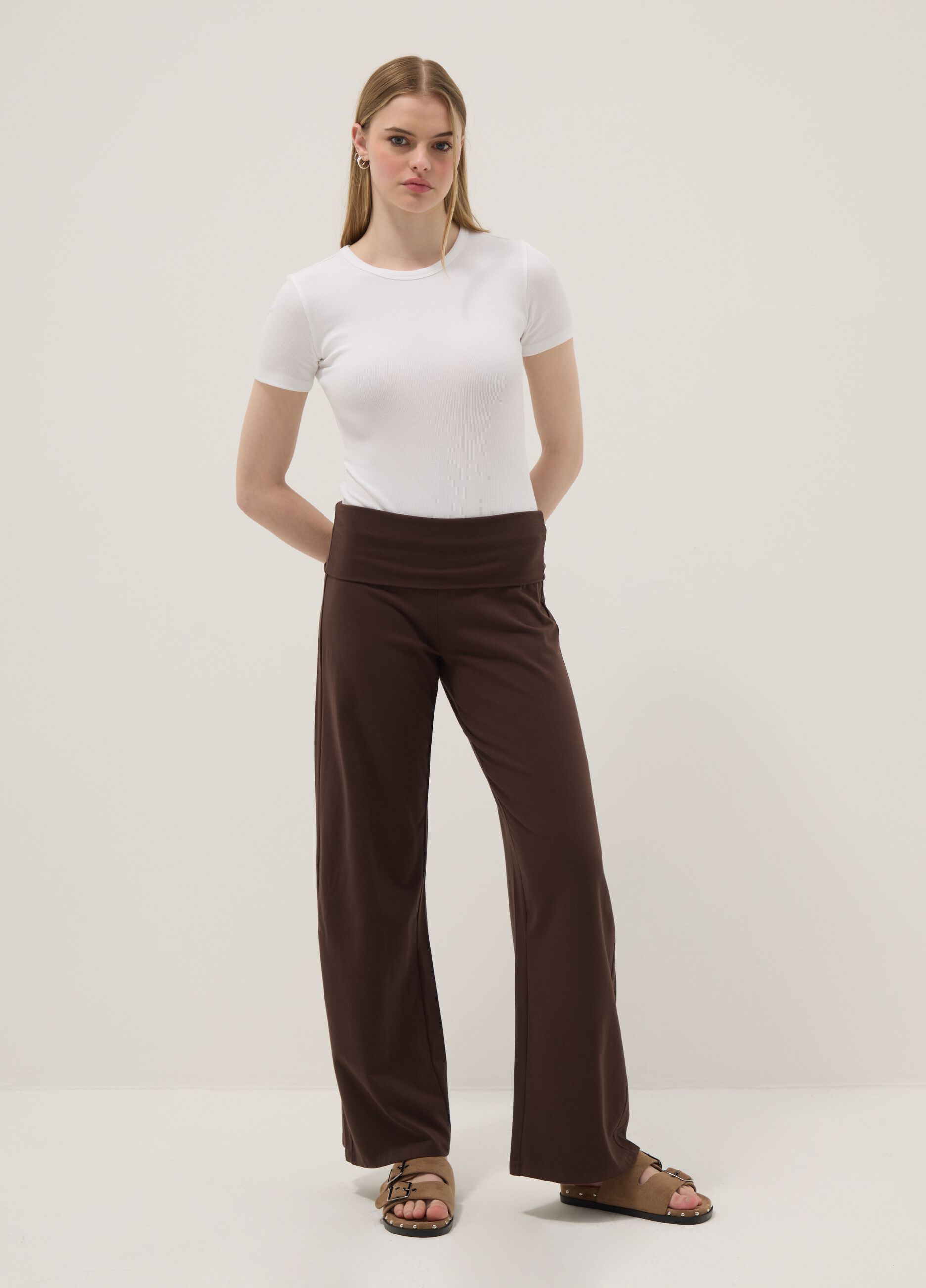 White Stretch Cotton Slim Fit Top