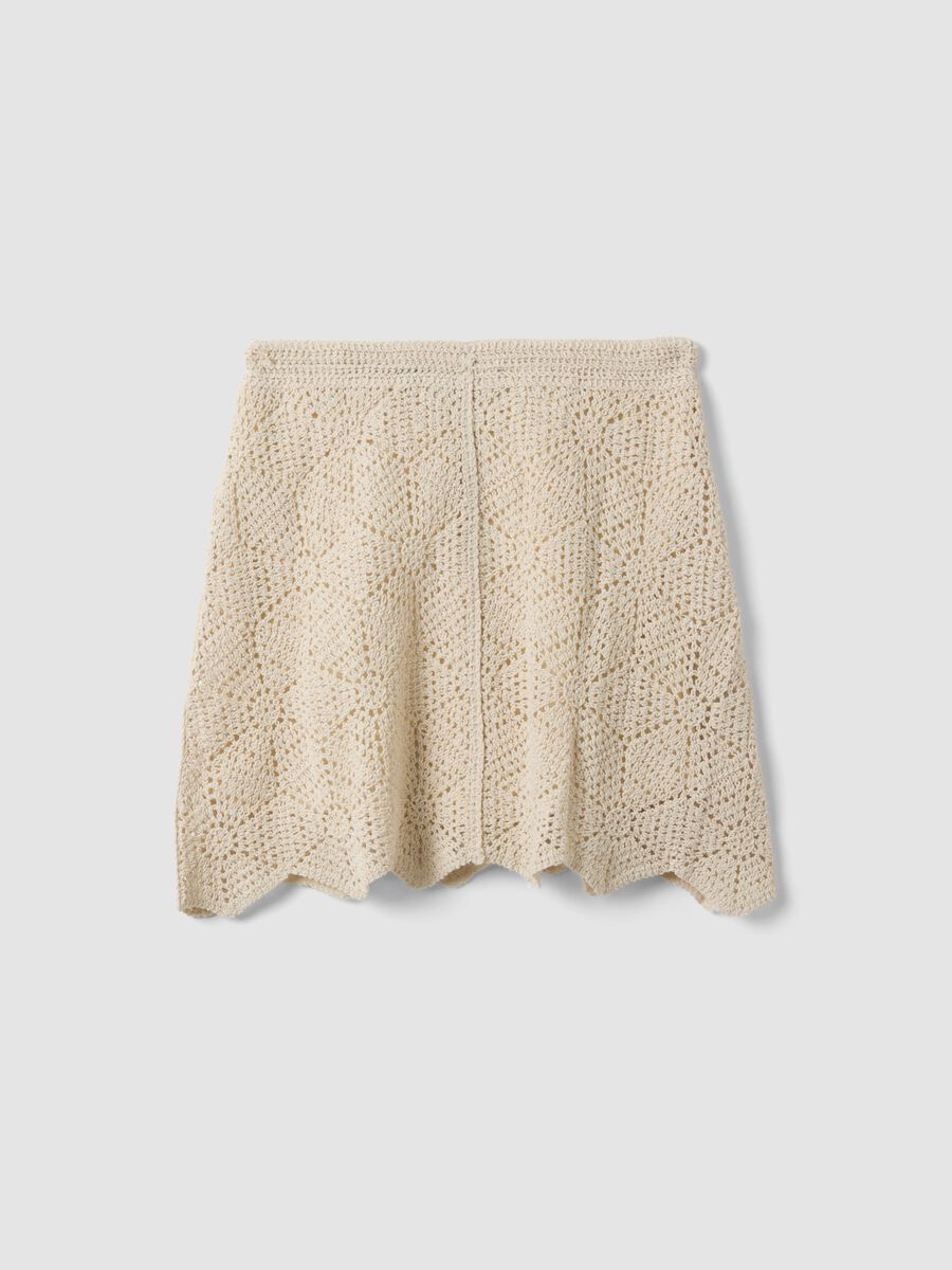 Gonna beige in crochet di puro cotone regular fit_6