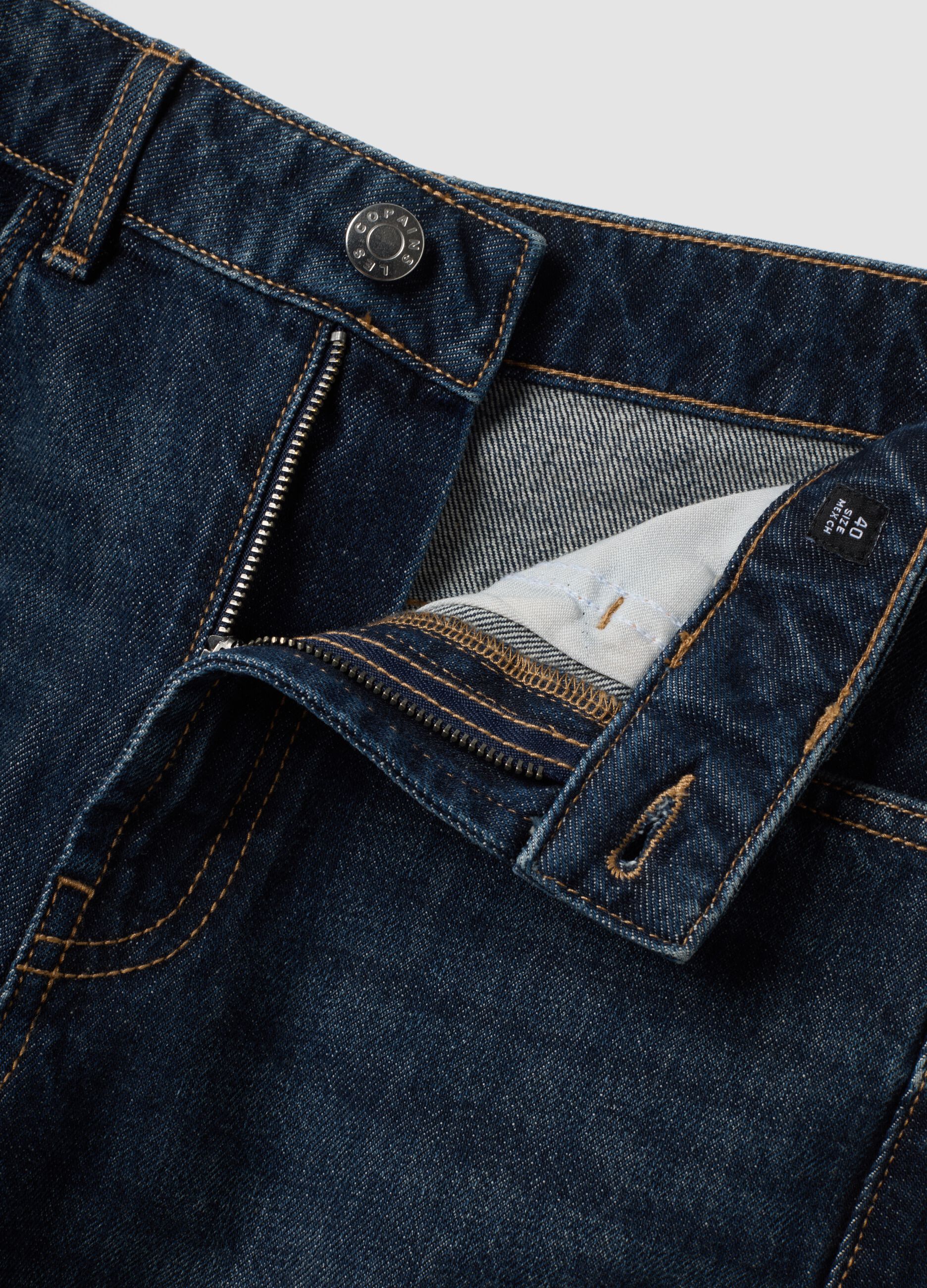 Blue balloon-fit pure cotton jeans