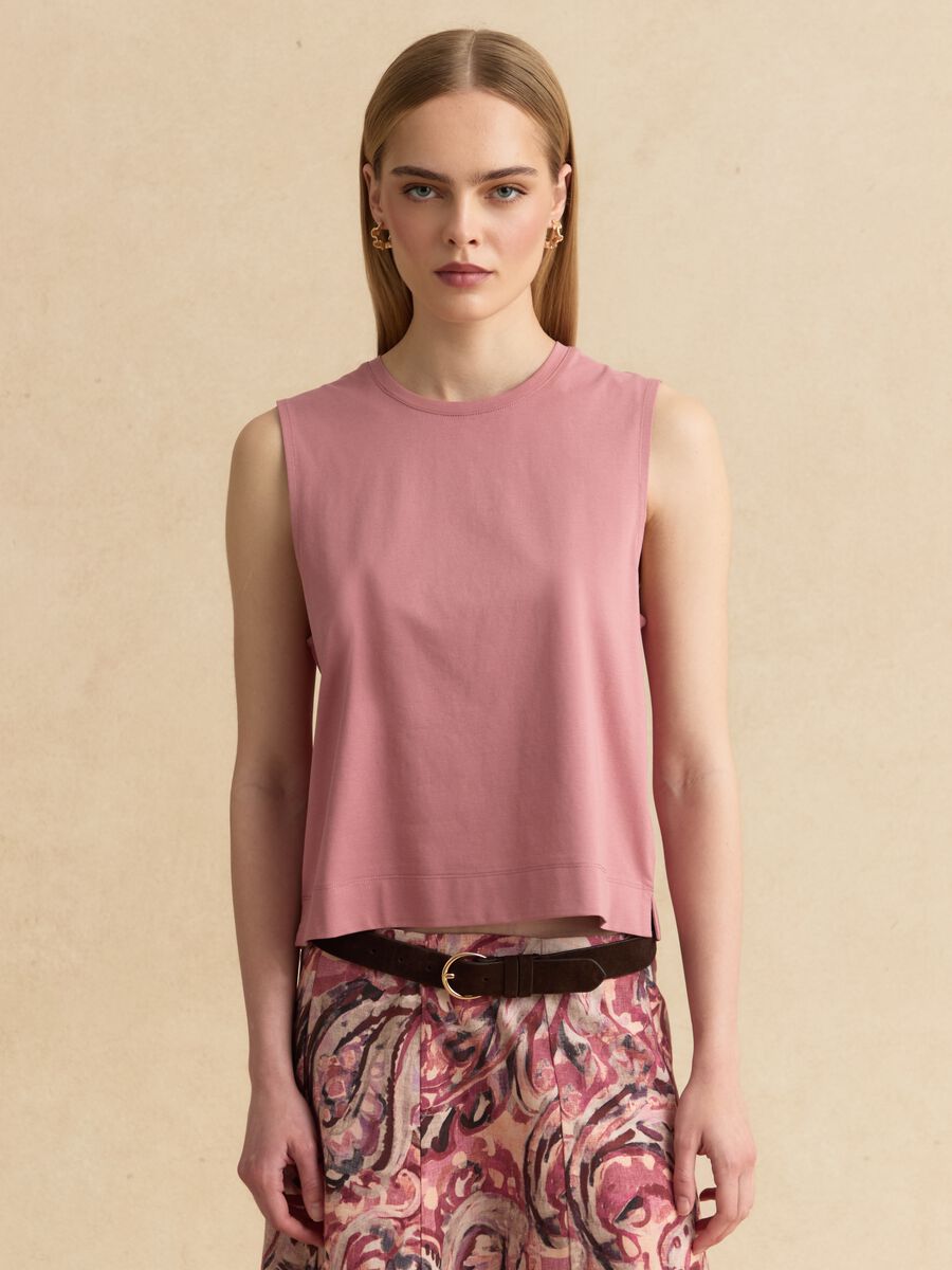 Pink cotton-blend tank top_1