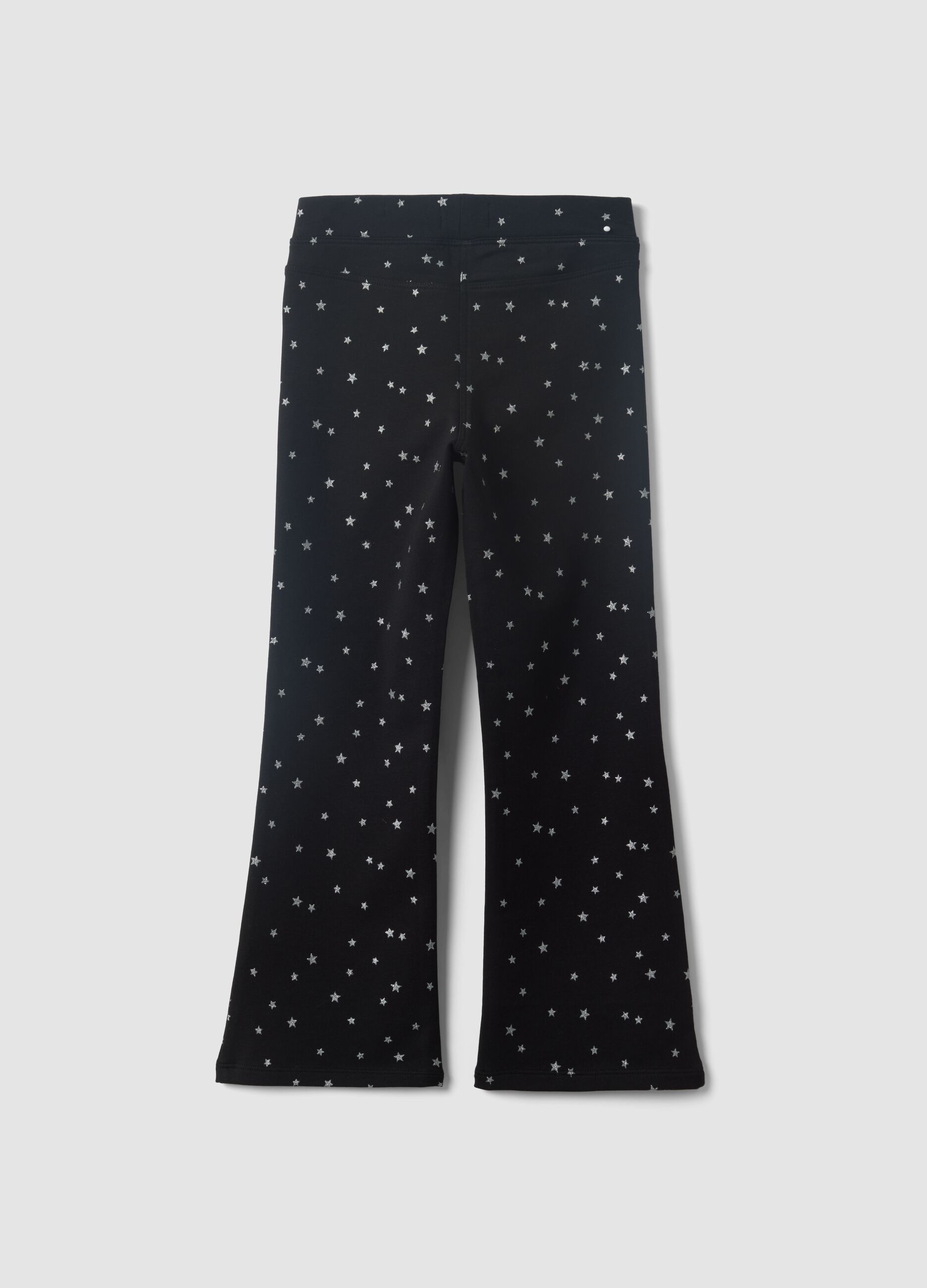 Black flared stretch-cotton star-print trousers for girls