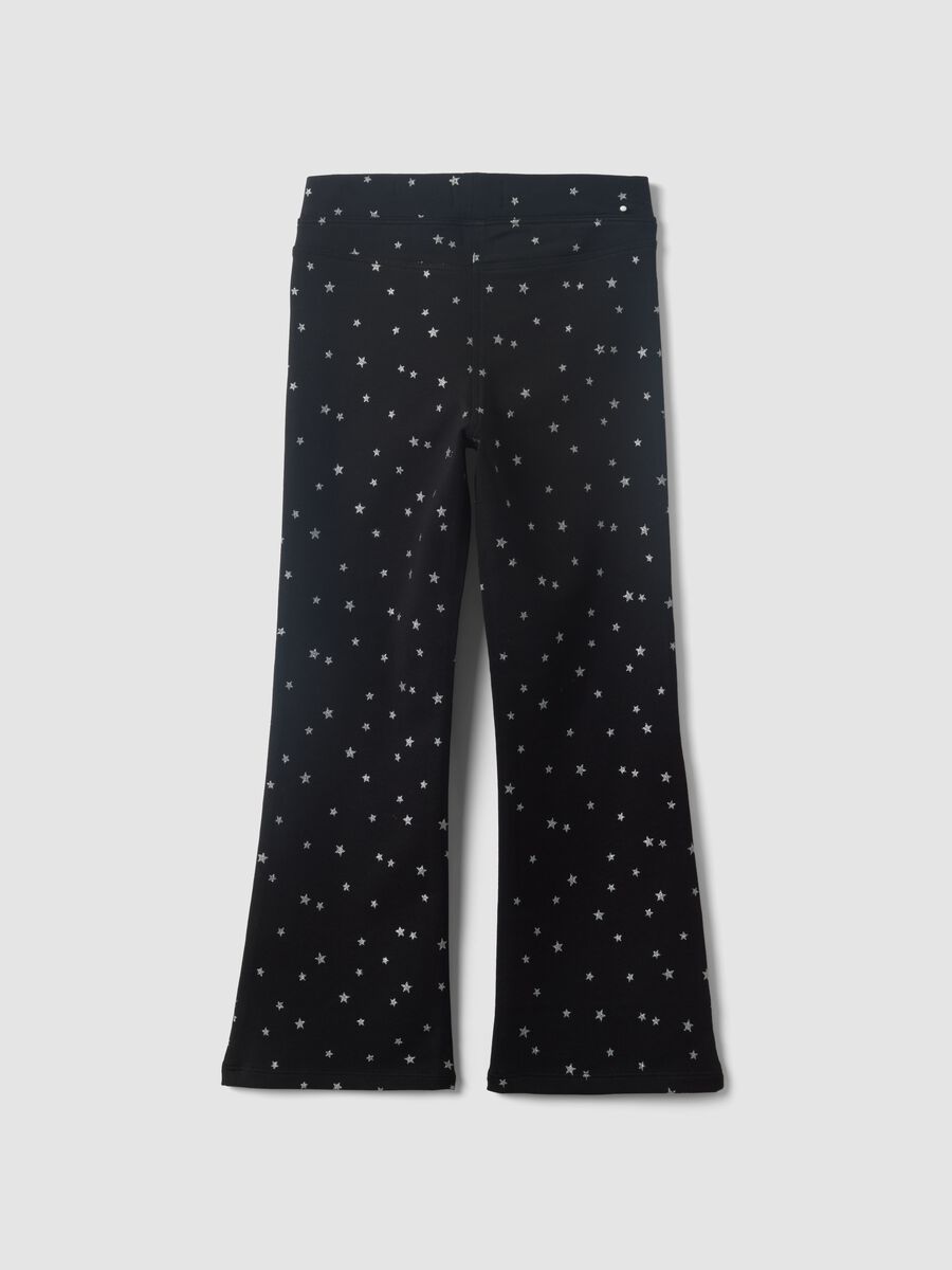 Black flared stretch-cotton star-print trousers for girls_1