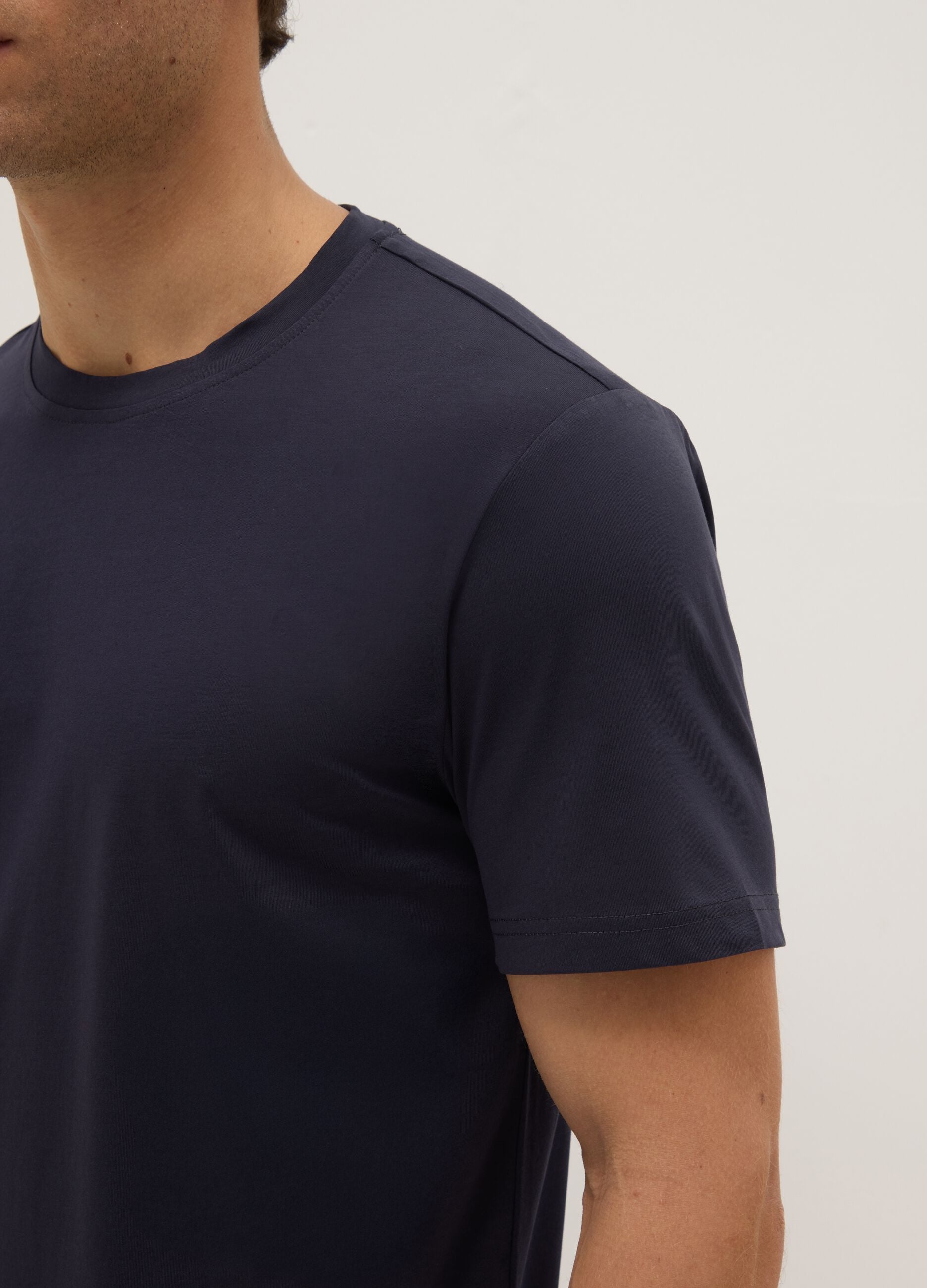 Blue pure cotton T-shirt regular fit
