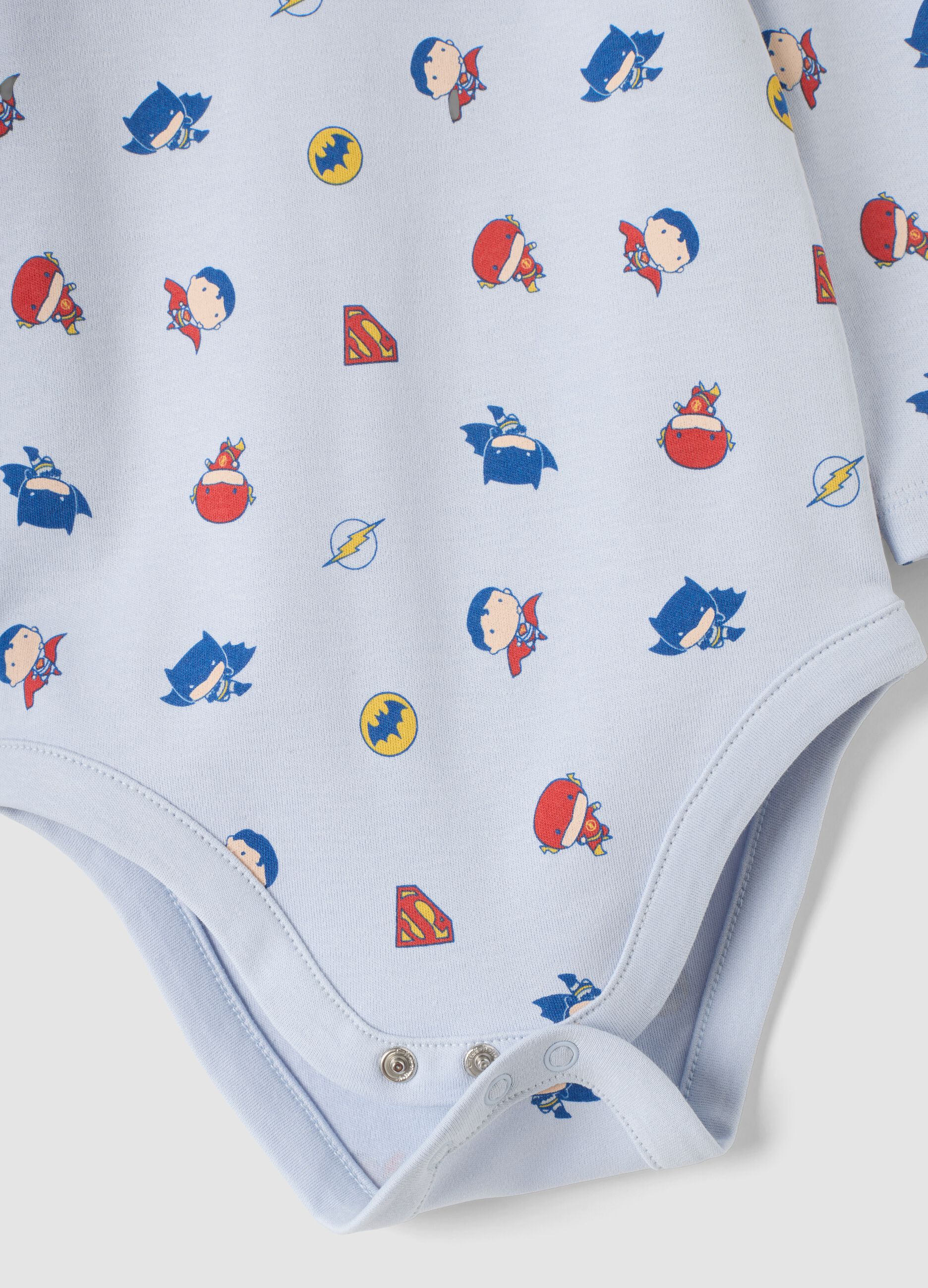 2-pack multicolour organic cotton bodysuits with crew neck and Batman print