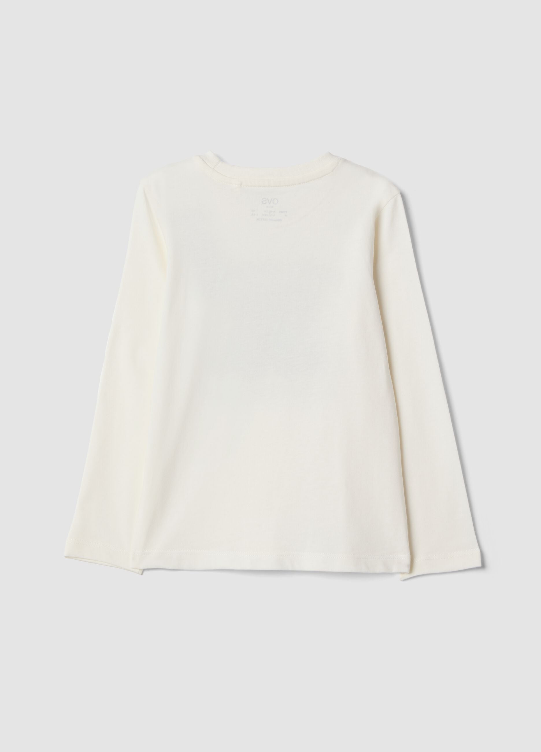 White pure organic cotton T-shirt with teddy print for girls