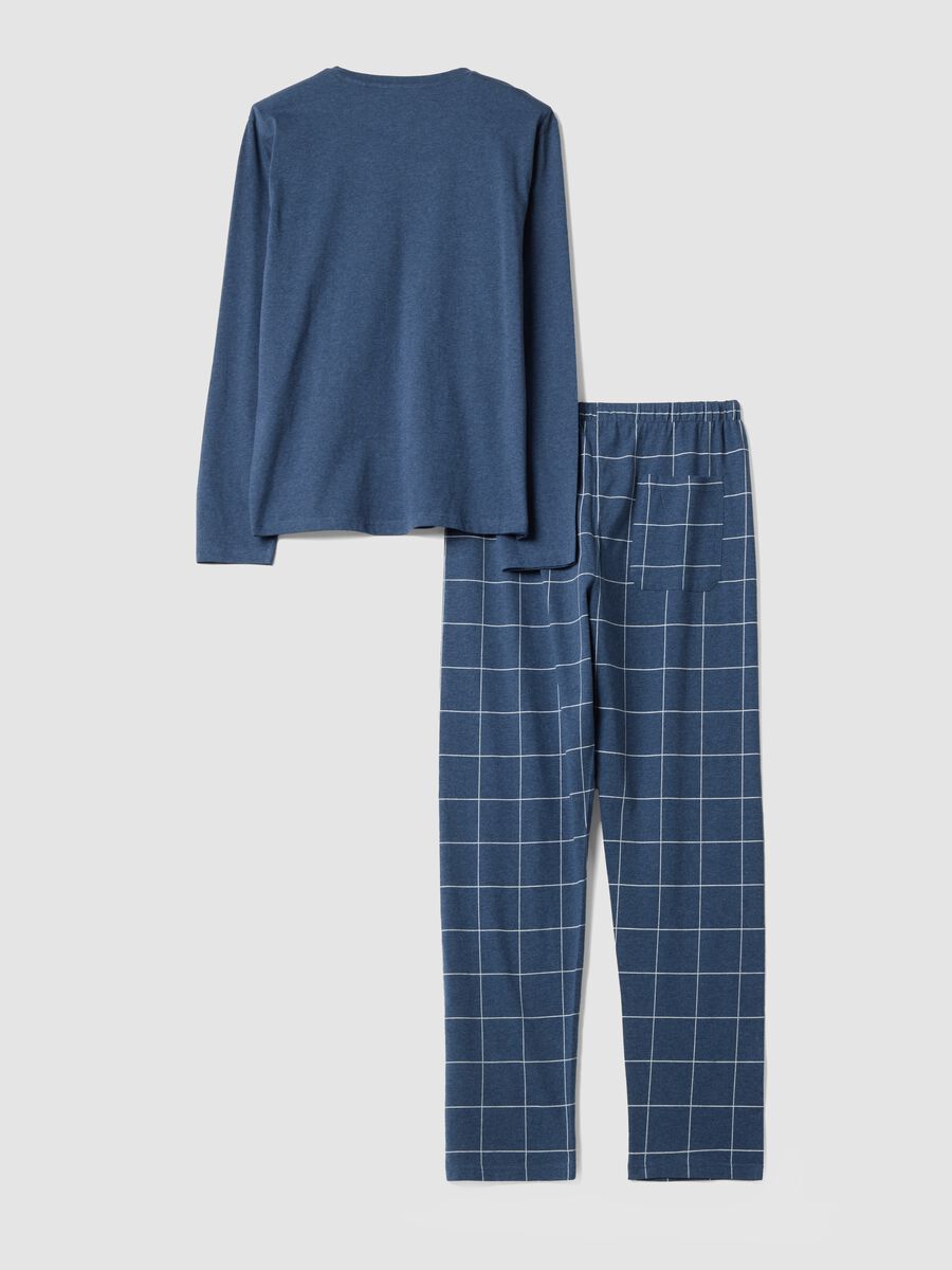 Blue V-neck pyjamas in pure organic cotton_6