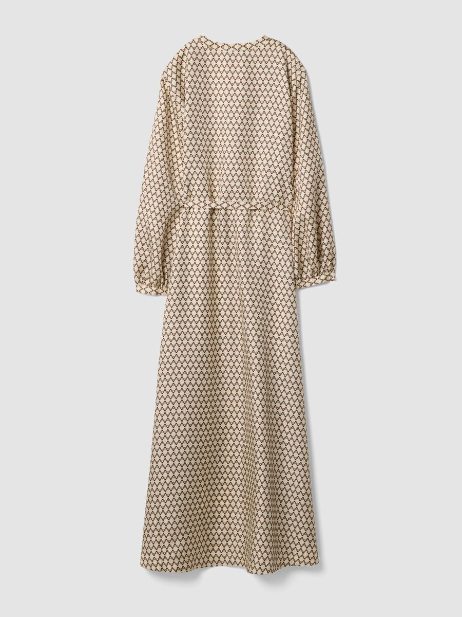 White pure silk slim-fit dress with pattern_3