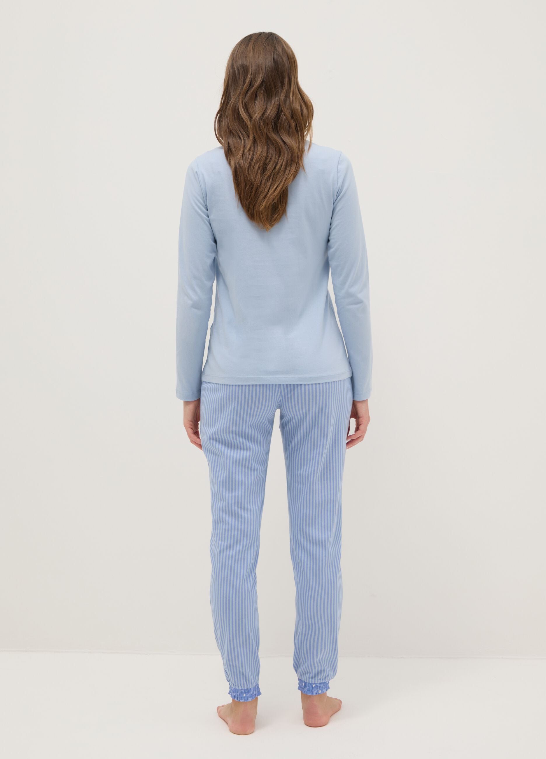 Blue striped pyjamas in pure cotton regular fit