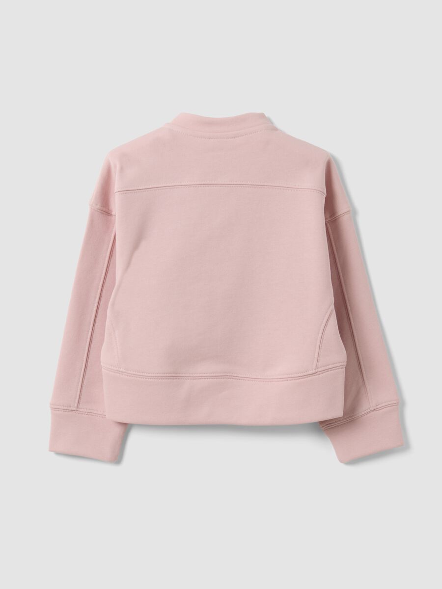 Pink zip-up cotton-blend sweatshirt, regular fit, for girls_1