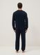 Blue long pyjama in pure cotton, regular fit with Henley collar_2