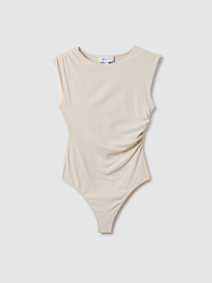 Beige stretch fabric bodysuit regular fit_4