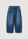 Wide-leg pure cotton blue jeans for children_0
