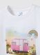 White stretch cotton girl's T-shirt, regular fit with print_2