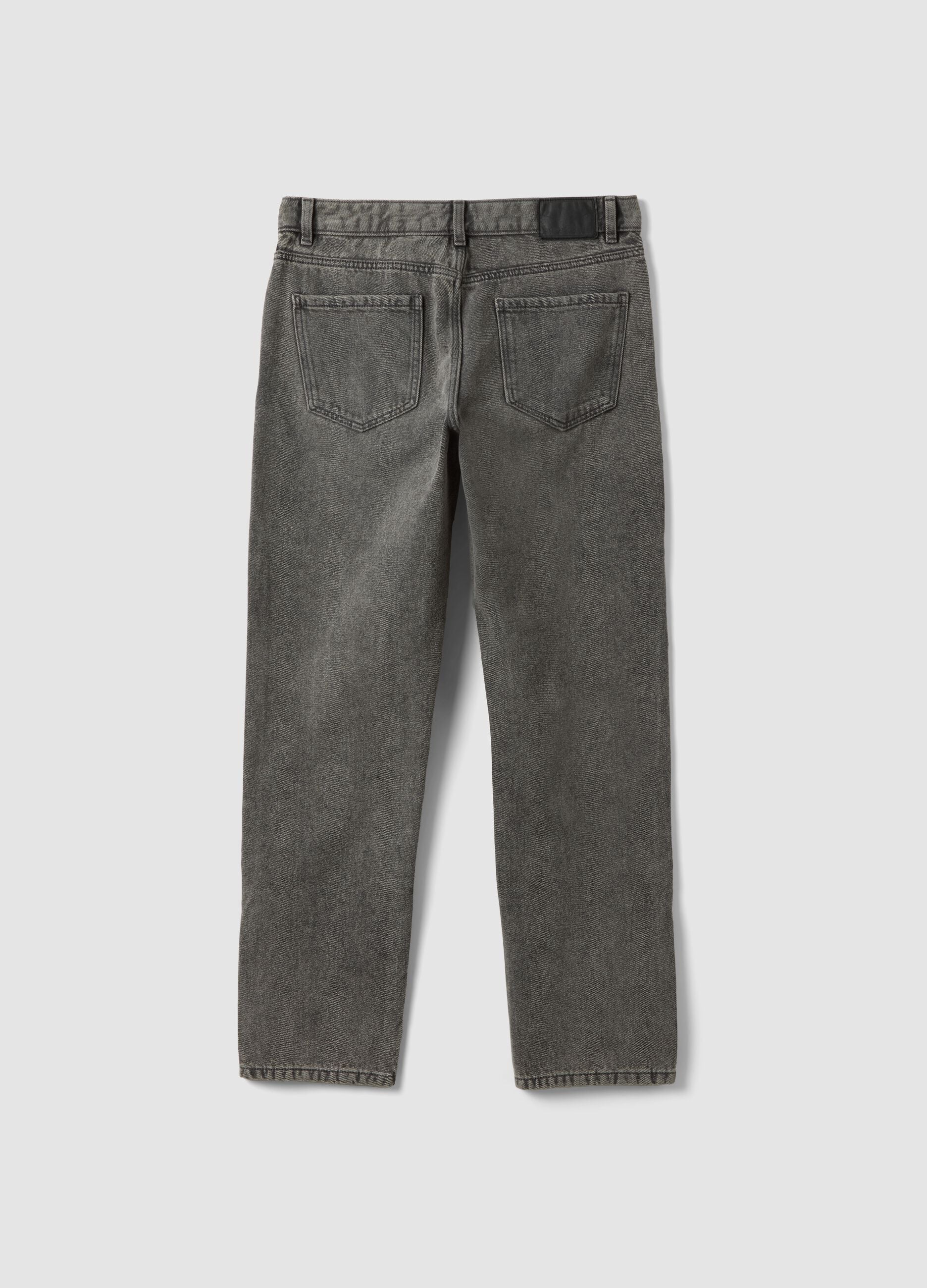 Grey regular-fit jeans in cotton, lyocell and viscose blend