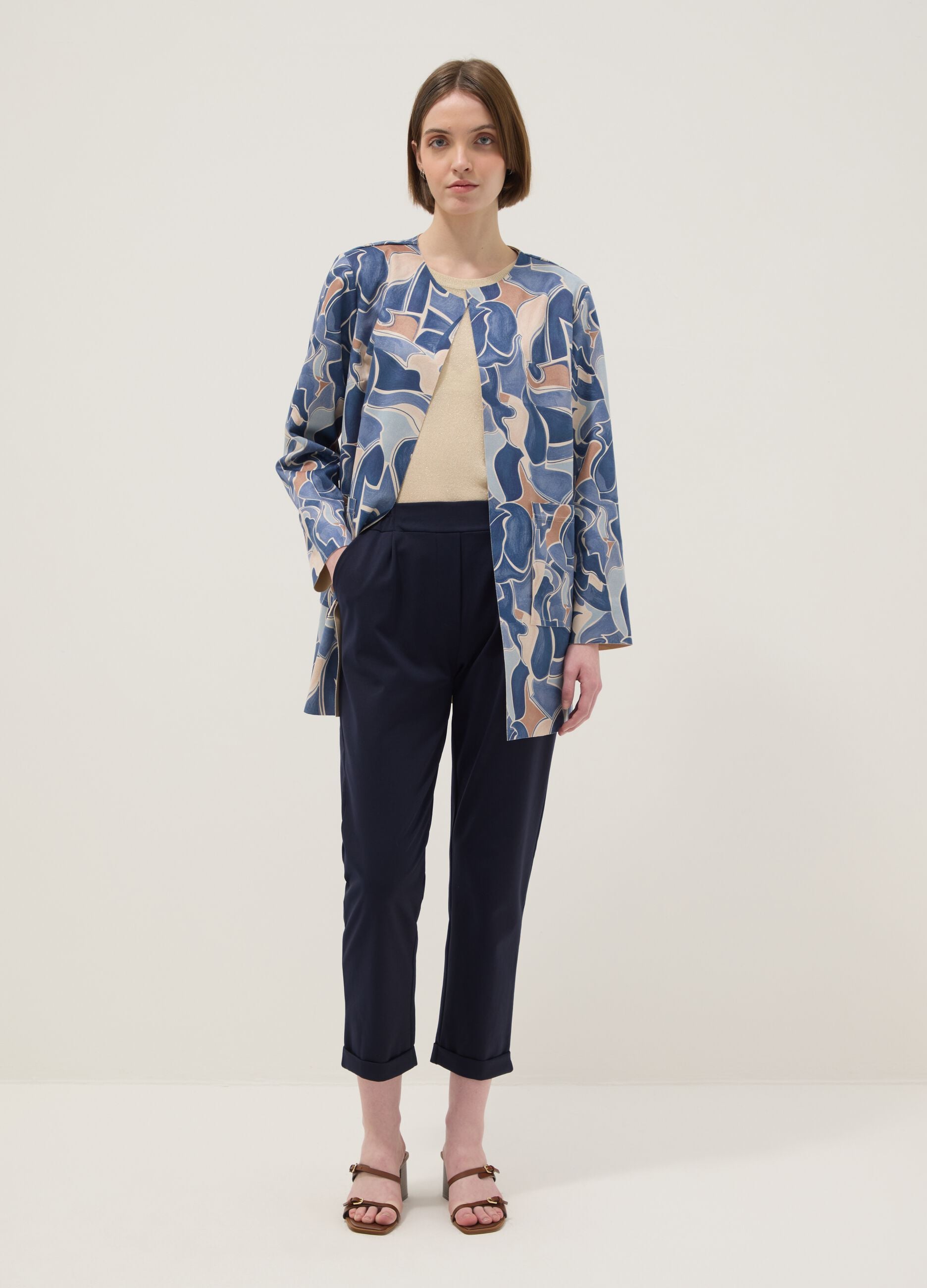 Multicolour lightweight regular fit jacket with pattern