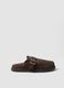 Brown genuine leather loafers with buckle and studs_0