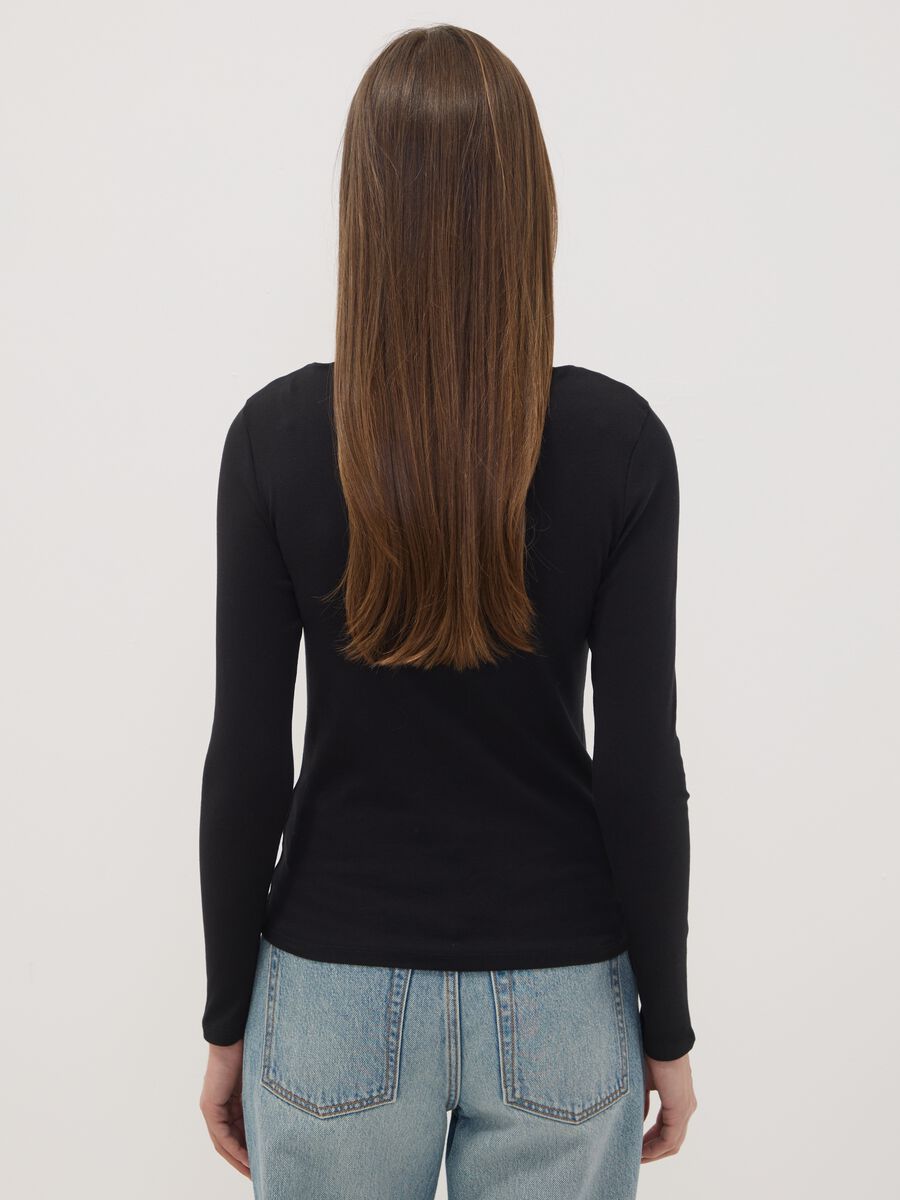 Black pure cotton crew-neck T-shirt_3