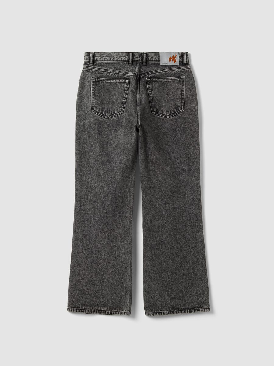 Jeans denim grigi flare fit in puro cotone_2