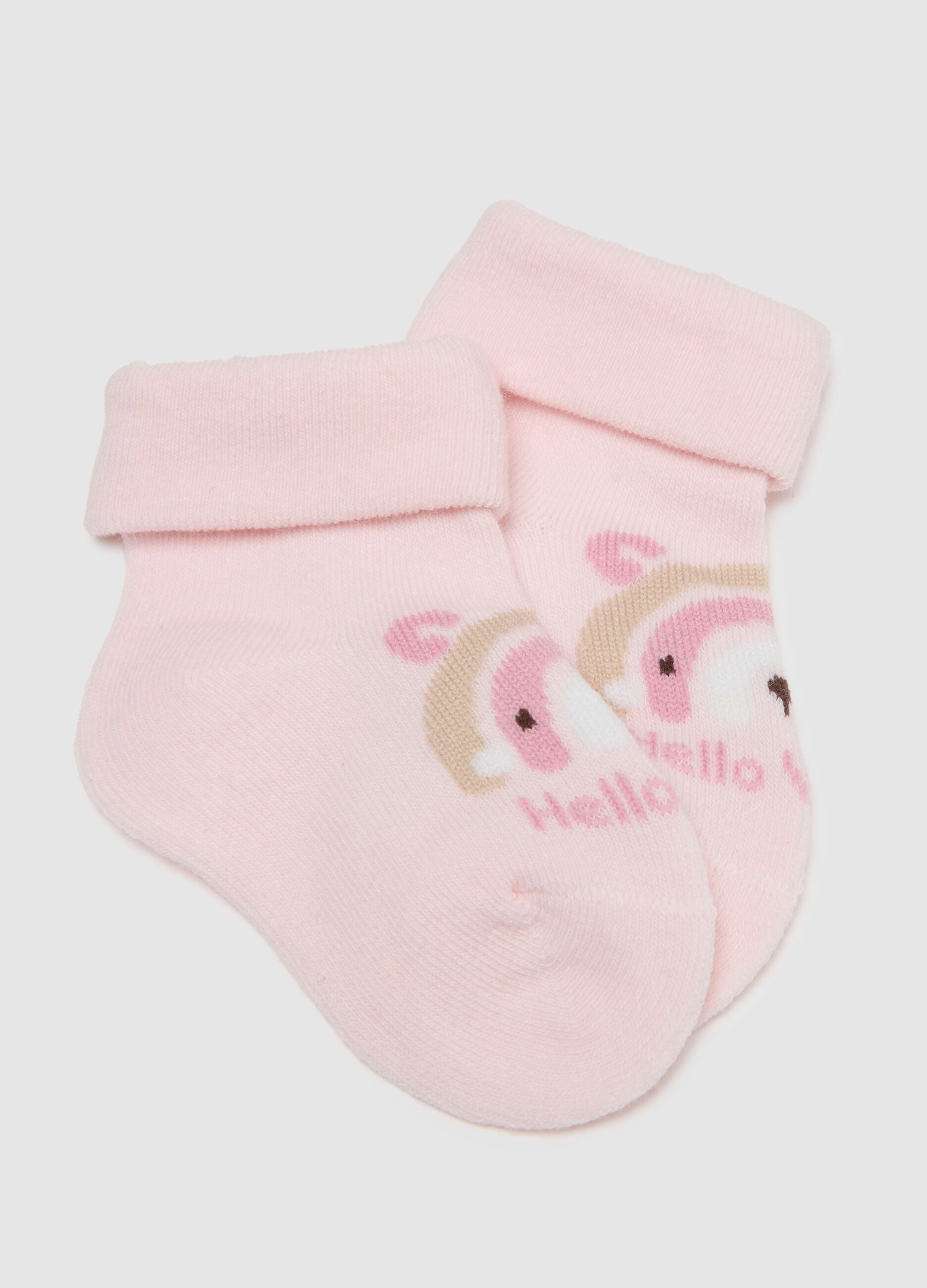 Infant's multicolour cotton-blend socks twin pack with prints