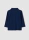 Blue long-sleeve polo shirt in pure organic cotton for baby boy_1