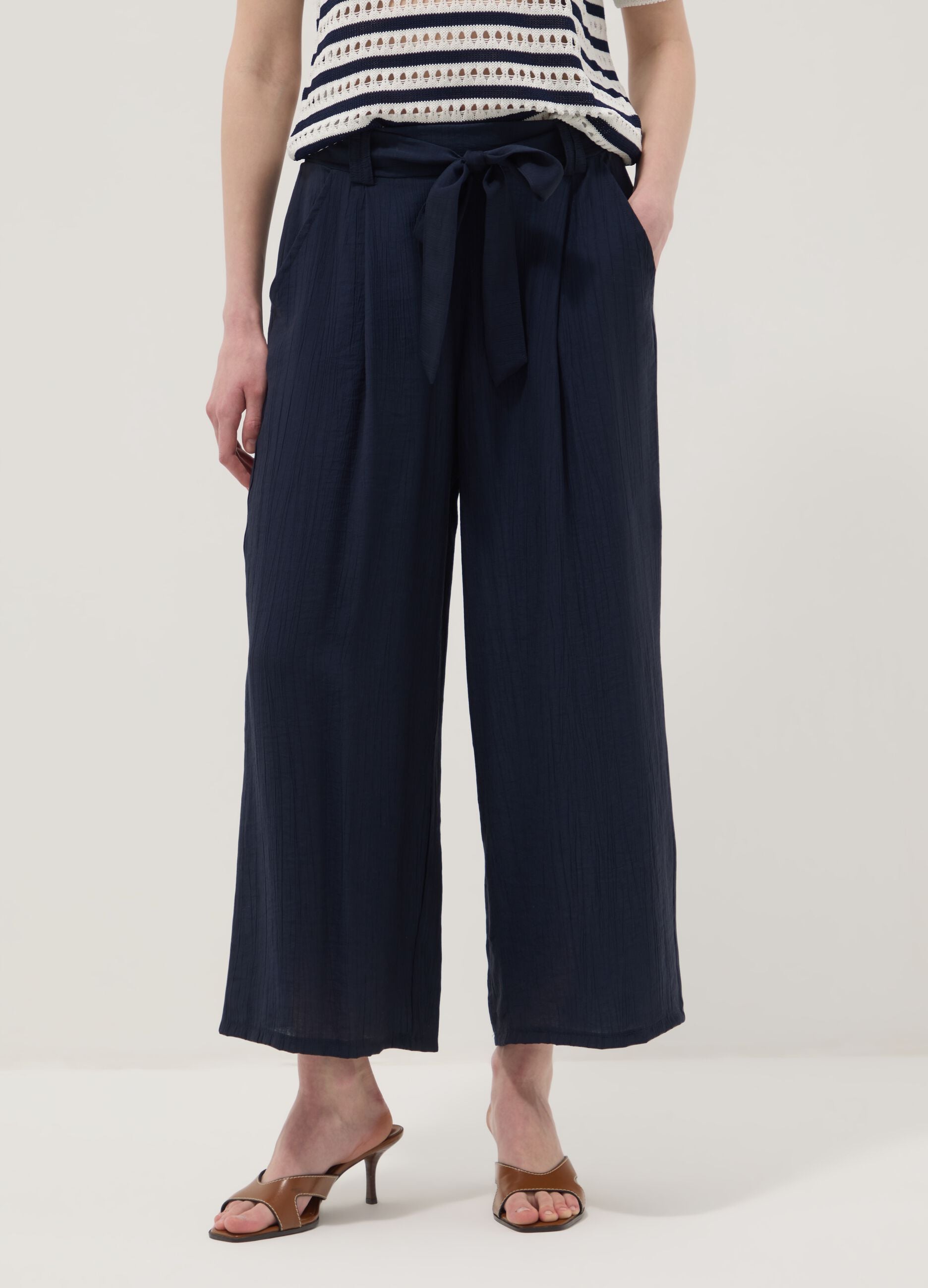 Blue palazzo trousers in a viscose blend, regular fit