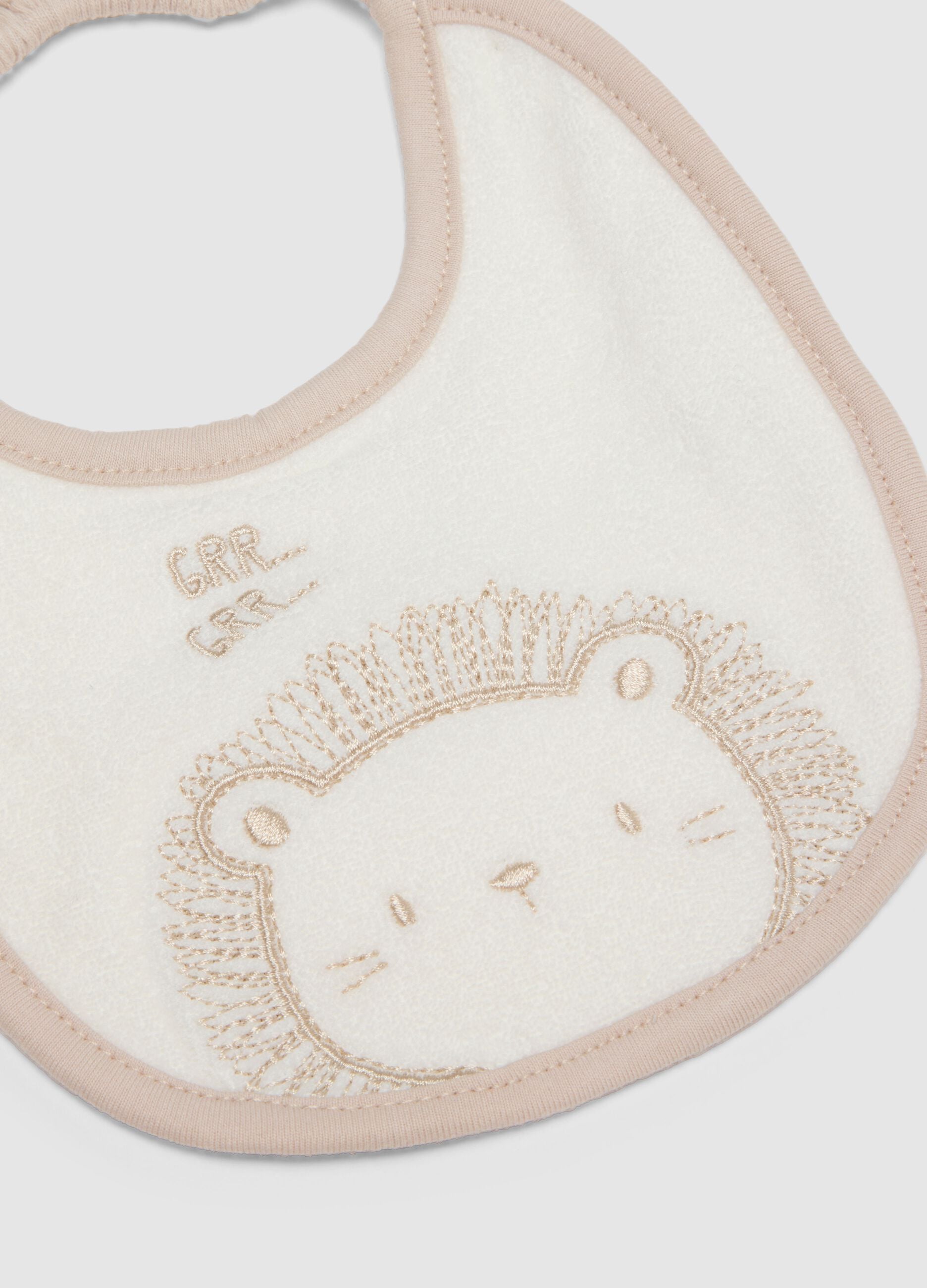 Twin pack of multicolour pure cotton bibs for newborns with embroidery
