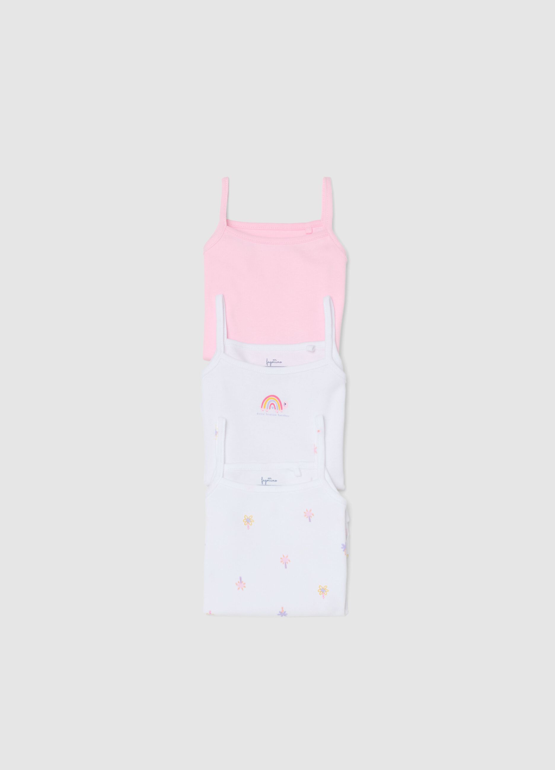 Multicolour pure cotton baby girl's bodysuit tripack with thin straps